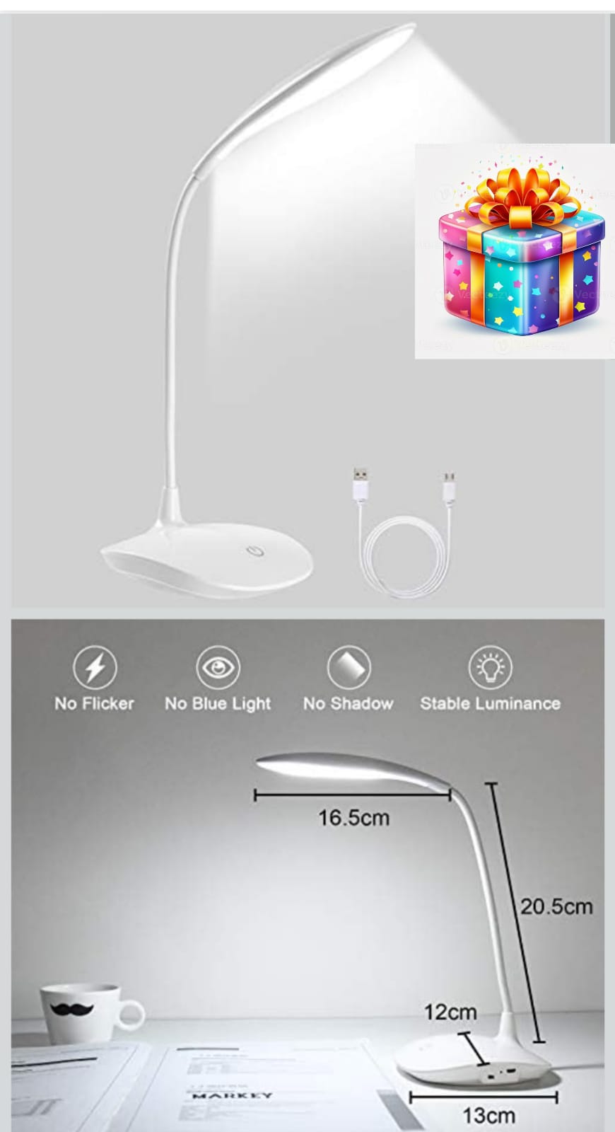 Lampa de birou cu led functie tactila si usb