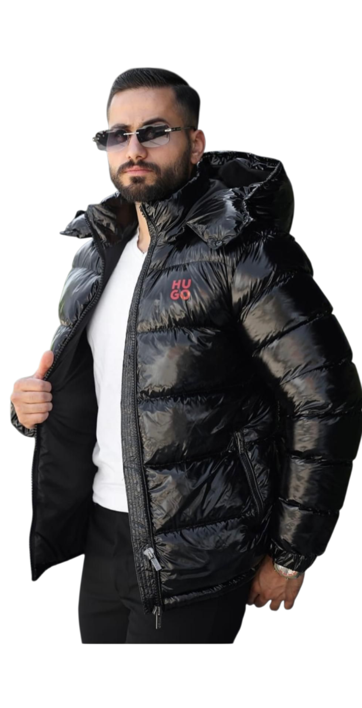 Geaca Hugo Boss M3 Negru lucios+un cadou surpriza